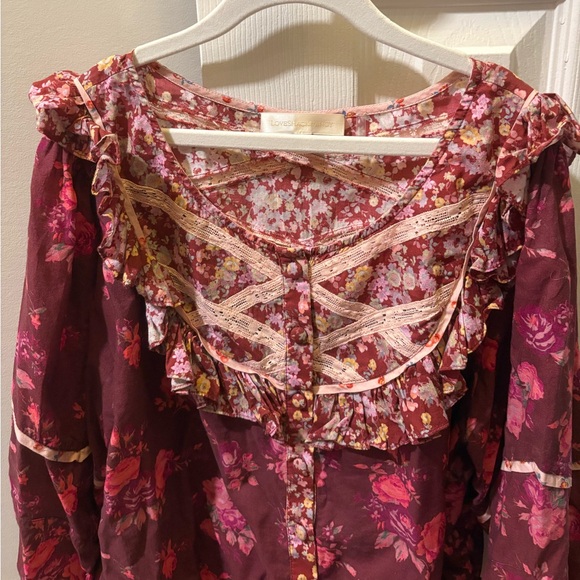 LoveShackFancy Morrison Lace Top in Spiced Apple Red - Picture 6 of 10